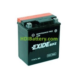 Batera AGM Exide moto YTX7L-BS 12V. 6Ah.